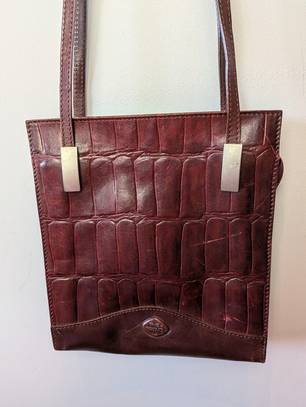 THE TREND Vintage Burgundy Shoulder Women Bag Made In Italy Zipper Closure